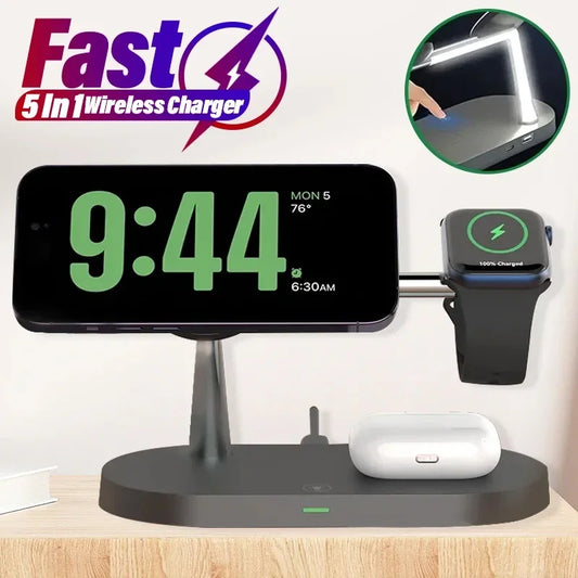 3 in 1 Wireless Charger Stand Magnetic For iPhone 12-17 Fast Charging Station for Apple Watch 11 10 9 8 7 6 5 Airpods 2 3 Pro
