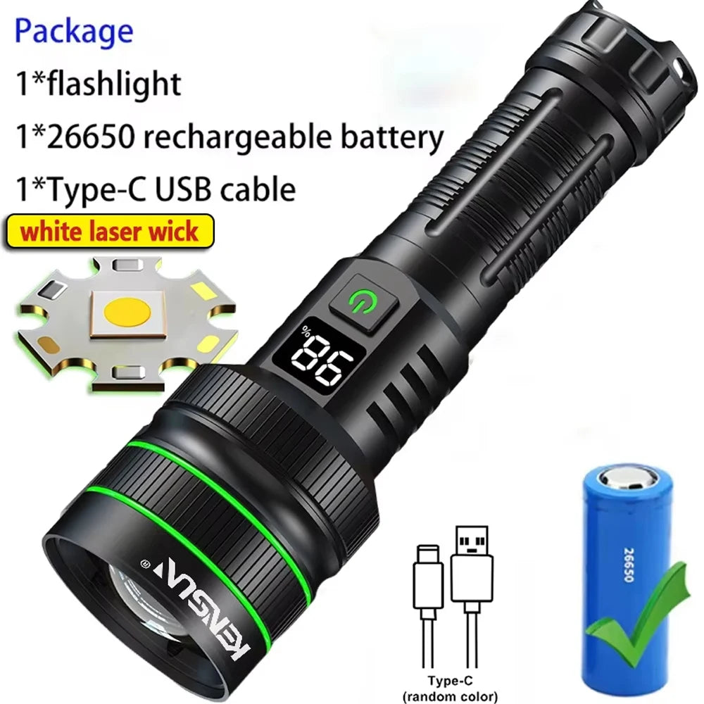 High Power LED Flashlight USB Rechargeable Powerful Tactical Torch Strong Light Lantern Super Long Range Lamp Outdoor Fishing