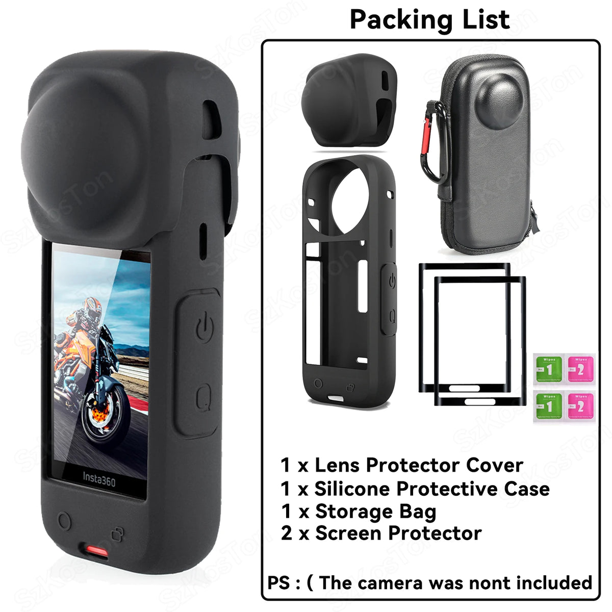 For Insta360 X5 X4 Lens Guards + Storage Bag + Screen Protector Film for Insta 360 X4 X5 Lens Protector Anti-scratch Accessory