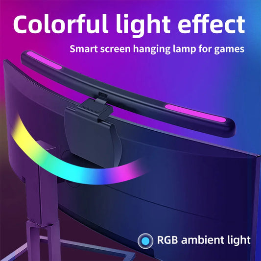 USB Stepless Dimming Screen Hanging Lights Curved Screen Monitor Light Bar RGB Background Atmosphere Desk Light Bar Straight