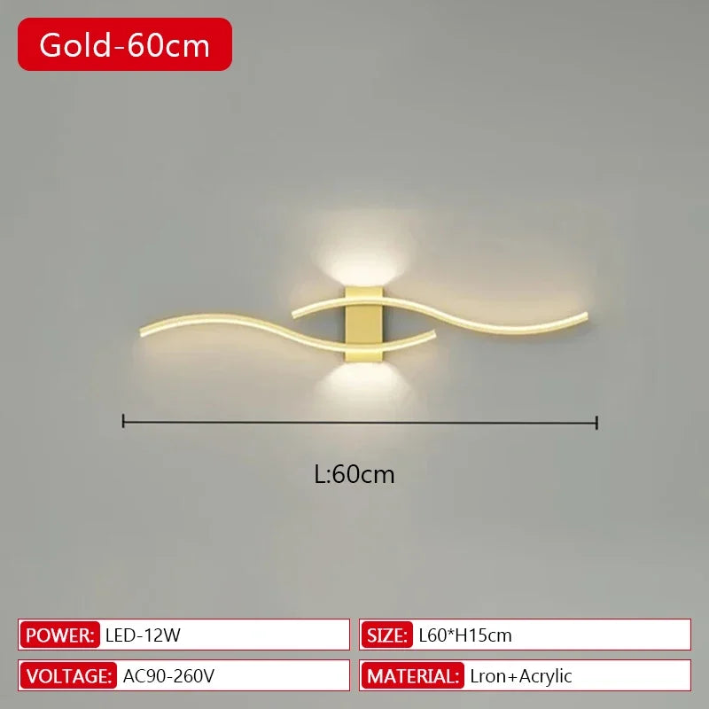 Long Strip LED Wall Lamp Modern Remote Control Dimming Living Roomdecor Wall Lamp Background Bedroom Bedside Home LED Lighting