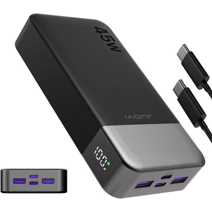 JUOVI 20000mah Power Bank 45W Fast Charging Portable Charger External Battery Pack with LED Display for iPhone Android Laptop