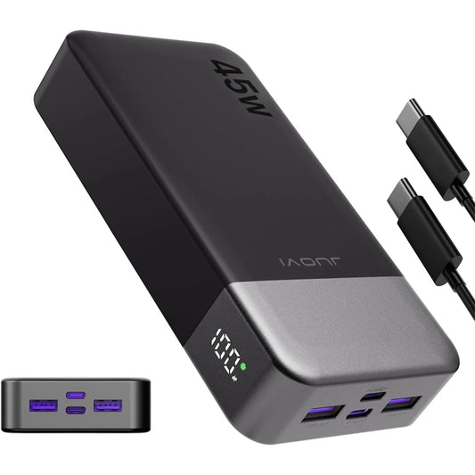 JUOVI 20000mah Power Bank 45W Fast Charging Portable Charger External Battery Pack with LED Display for iPhone Android Laptop