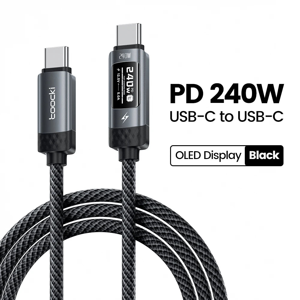 Toocki X111 240W USB C Cable Fast Charging PD3.1 OLED Digital Display Type C to Type C Cable For Macbook iPhone 17 Samsung S25