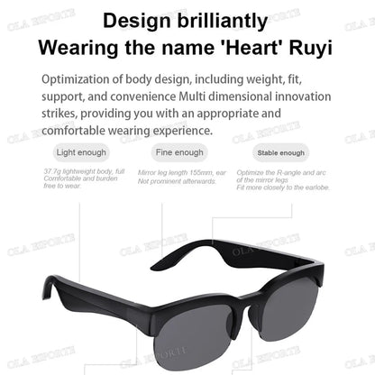 New Camera Control Smart Glasses Music Sunglasses Headphones Wireless Bluetooth Call Headset HIFI Audio glasses For Android HT30