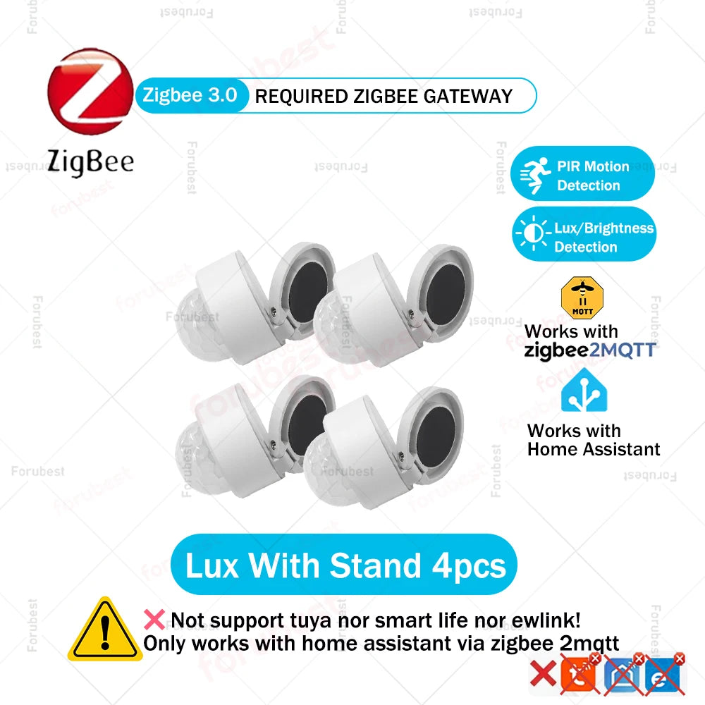 Zigbee 3.0 PIR Motion Sensor Infrared Detector Human Body Movement & Lux Brightness Light Sensor Works with Home Assistant Z2M