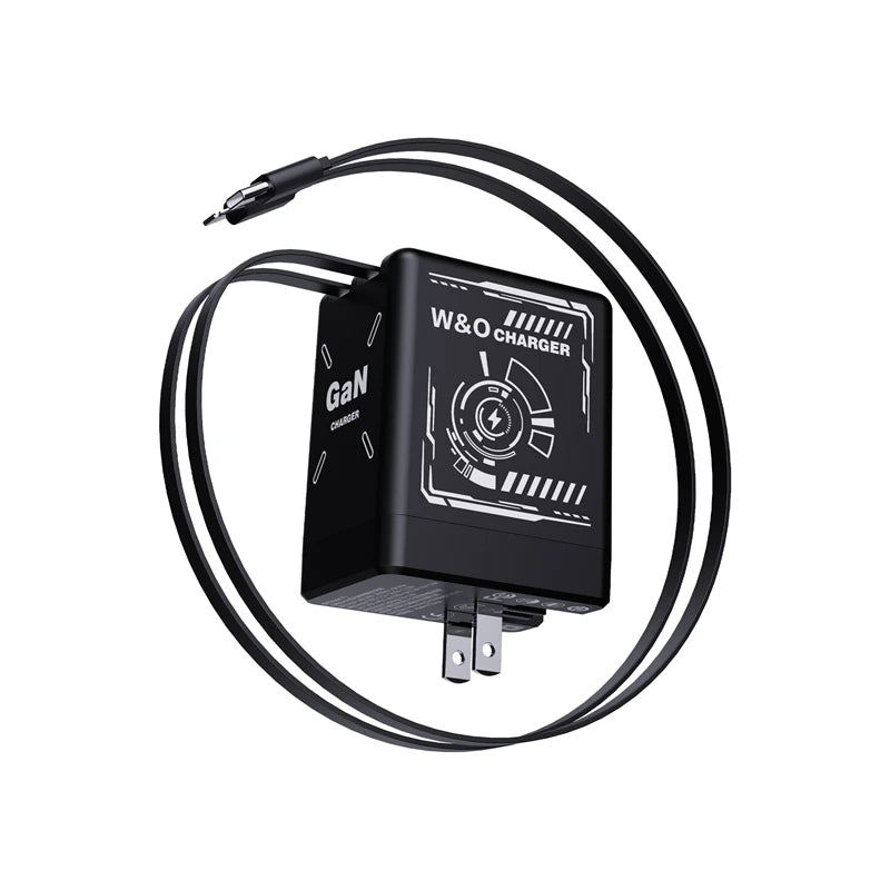2026 New GaN 120W Fast Charger with Retractable Type-C Ligting Cable Portable Multi-Device Folding Adapter For iPhone Samsung