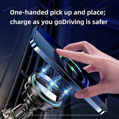 QI2 Ice Cooling Tempered Glass RGB Magnetic Wireless Car Charger Fast Charging Radiator For Magsafe iPhone 12-16 Phone Holder