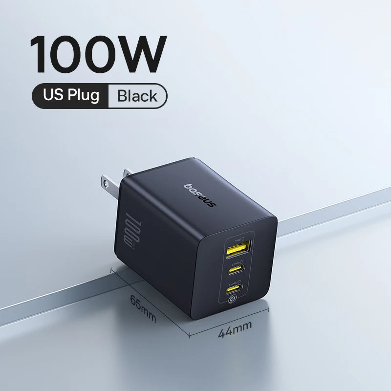 Baseus 100W GaN Charger Fast Charger For Xiaomi Samsung iPhone 17 16 15 Laptop Tablet Charger PD Charger With USB Phone Charger