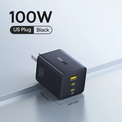 Baseus 100W GaN Charger Fast Charger For Xiaomi Samsung iPhone 17 16 15 Laptop Tablet Charger PD Charger With USB Phone Charger