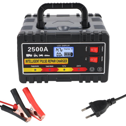 Intelligent Pulse Repair Charger Fast Charger For Car Motorcycle Lead-acid Battery Digital LCD Display 12V24V 220W EU Plug