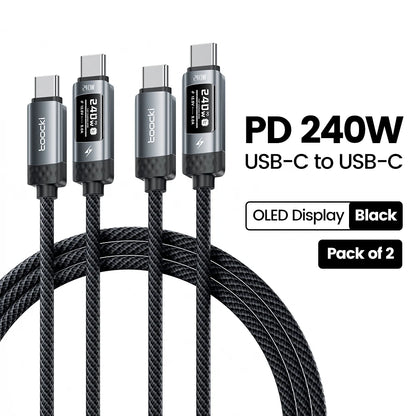 Toocki X111 240W USB C Cable Fast Charging PD3.1 OLED Digital Display Type C to Type C Cable For Macbook iPhone 17 Samsung S25