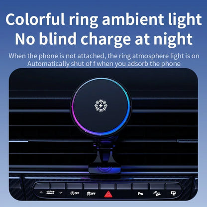 ice Cooling Magnetic Wireless Car Charger Stand for iPhone 16 15 14 13 12 Pro Max MacSafe Car Phone Holder Fast Charging Station