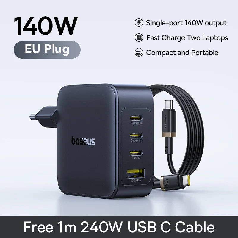 【New Sale】Baseus 140W Charger PD Charger USB C Charger Fast Charger For Macbook Tablet Phone Charger For iPhone 17 16 15 14