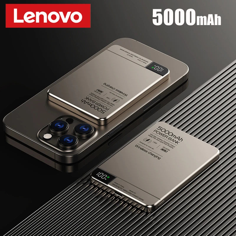 Lenovo 10000mah Ultra-thin Power Bank Magnetic Wireless Digital Display Fast Charging External Battery For Magsafe For Iphone