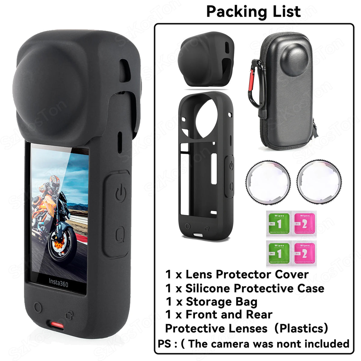 For Insta360 X5 X4 Lens Guards + Storage Bag + Screen Protector Film for Insta 360 X4 X5 Lens Protector Anti-scratch Accessory