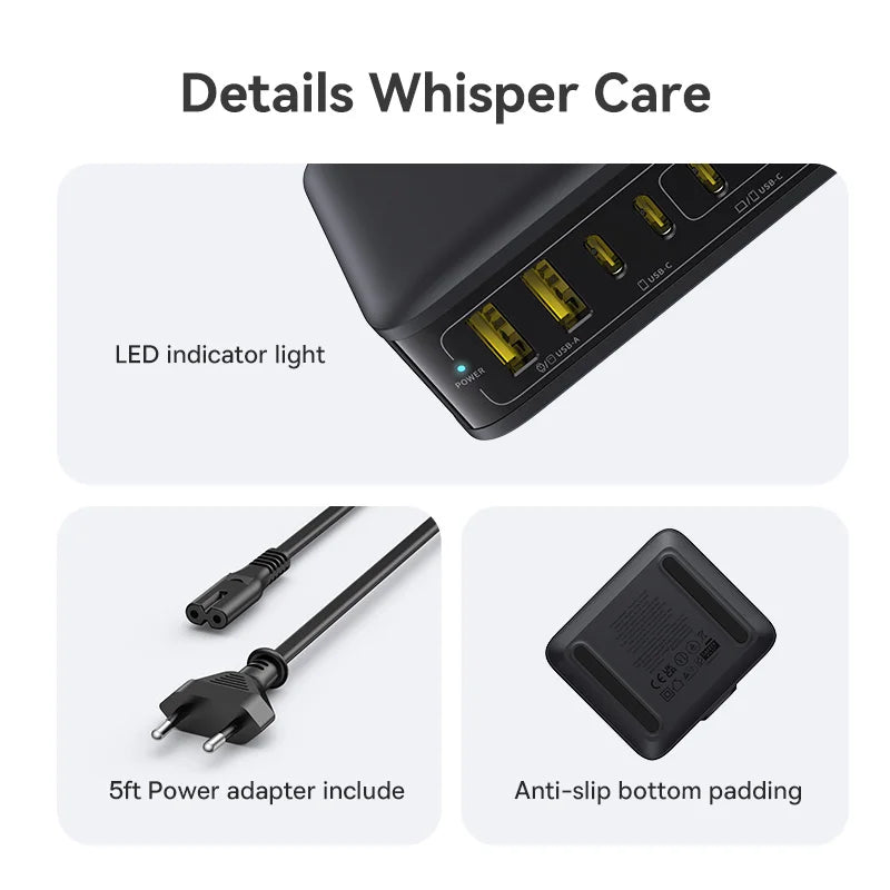 Baseus 120W Desktop Charger USB C Charger GaN Charger PD Quick Charge USB Phone Charger For Tablet Laptop iPhone 17 16 15 14