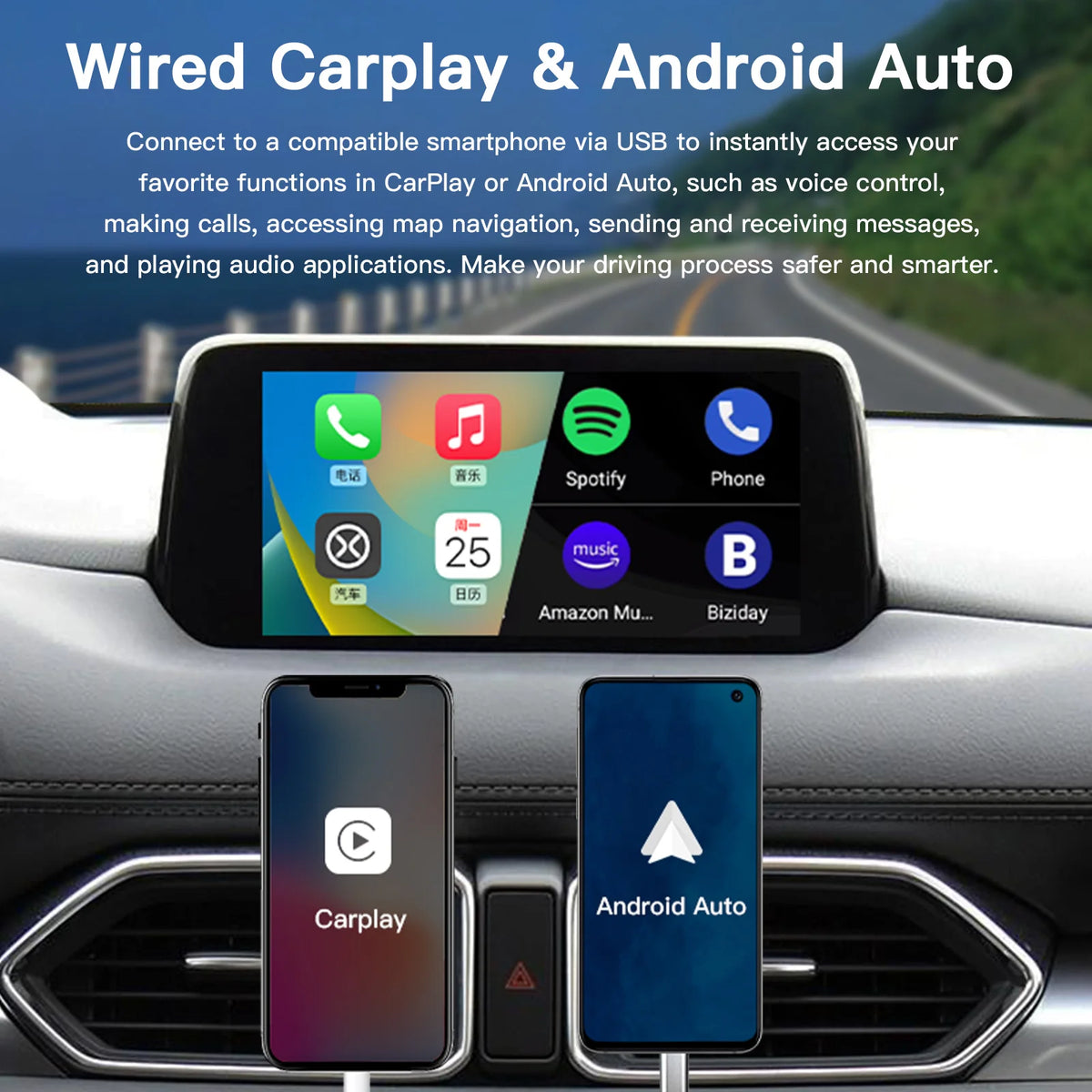 Type-C Wired Wireless CarPlay Android Auto USB Adapter for Mazda 2 3 6 CX3 CX5 CX8 CX9 MX5 Demio Miata TK78669U0C Retrofit  Kit