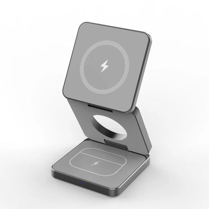 Qi1/Qi2.2 Foldable 3-in-1 Magnetic Wireless Charging Station for iPhone 12~17 Series AirPods iWatch Portable Travel Charger