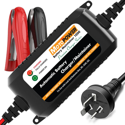MOTOPOWER 12V 1.5A Fully Automatic Smart Battery Charger Maintainer for Car Truck Boat Motorcycle all types Lead Acid Batteries