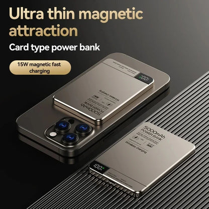 Lenovo 10000mah Ultra-thin Power Bank Magnetic Wireless Digital Display Fast Charging External Battery For Magsafe For Iphone