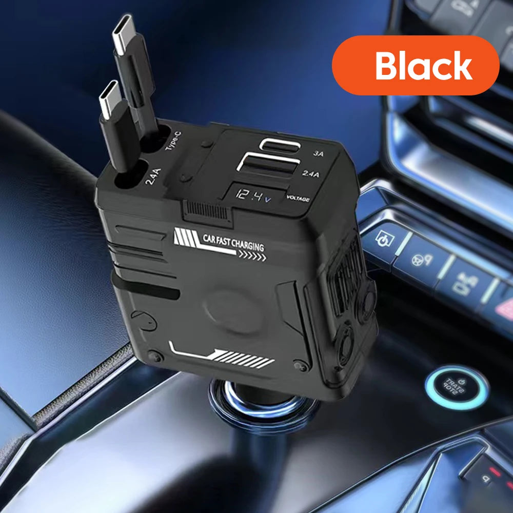 Elough 120W Car Charger Super Fast Flash Charge USB/Type C Multi Port Charger 4 in 1 Expansion Cable