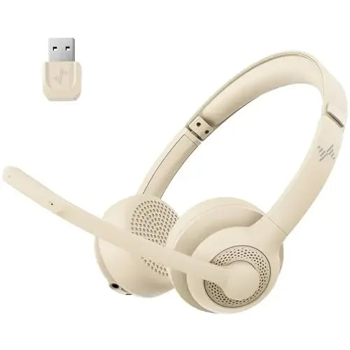 JIAMQISHI EH02U Wireless Bluetooth Headset ANC MIC for Work Computer Headphones USB Dongle Mute Mic for MacBook Headset Phone