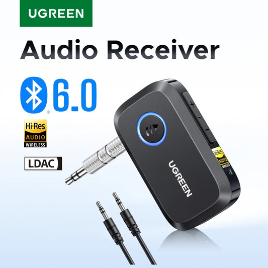 UGREEN Bluetooth 6.0 5.4 Wireless 3.5mm AUX Jacks for Car Speakers Audio Music
