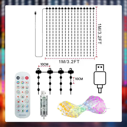 1/2PCS Smart LED Curtain Lights LED Fairy Lights App Control Music Sync DIY Pattern Waterproof for Indoor Outdoor Party Decor