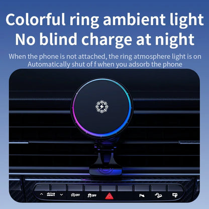 Ice Cooling Magnetic Wireless Car Charger Fast Charging Station for iPhone 17 16 15 14 13 Pro Max MacSafe Car Phone Holder Stand