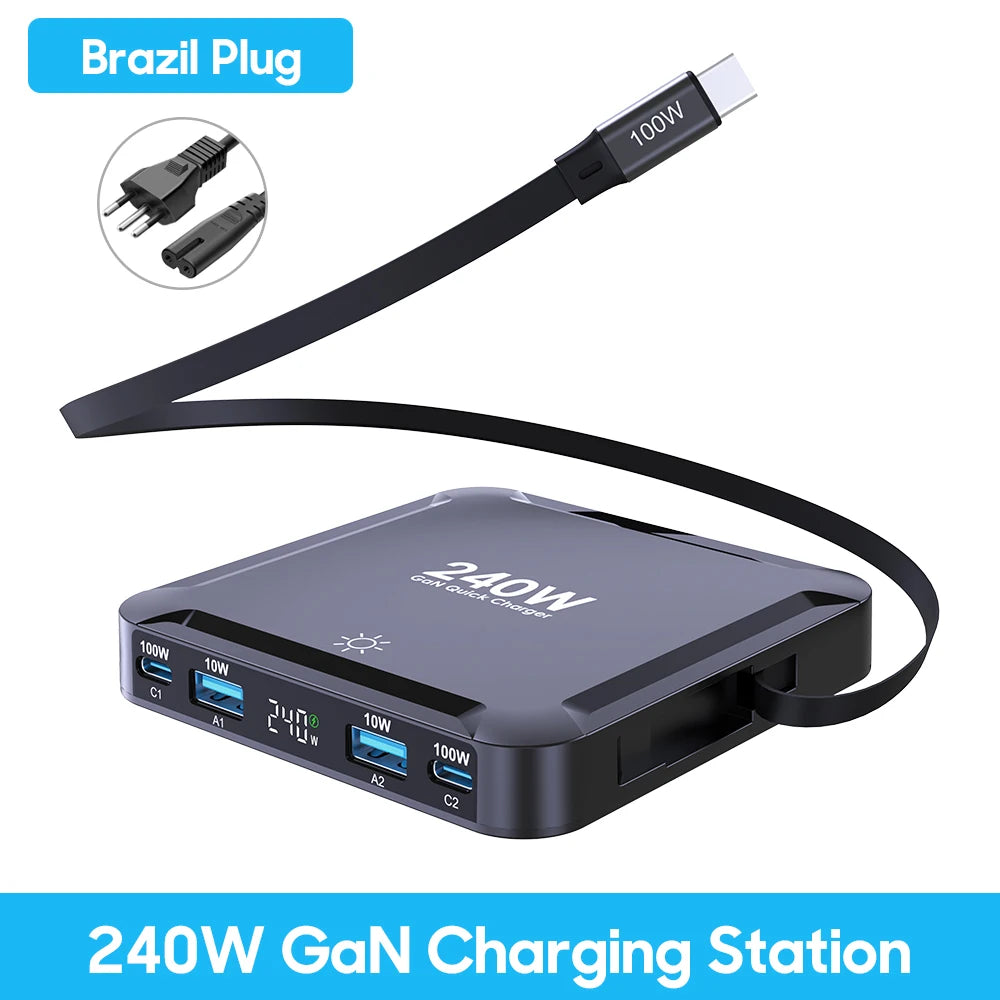 Ueetop 175W GaN USB C Charger LED Display 6-Port Desktop Charger Type C PD 100W PPS 45W Fast Charging for MacBook Samsung iPhone