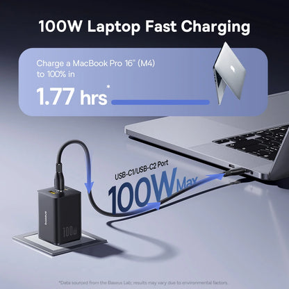 Baseus 100W GaN Charger Fast Charger For Xiaomi Samsung iPhone 17 16 15 Laptop Tablet Charger PD Charger With USB Phone Charger