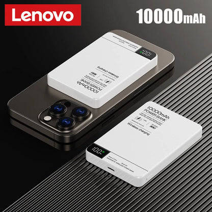 Lenovo 10000mah Ultra-thin Power Bank Magnetic Wireless Digital Display Fast Charging External Battery For Magsafe For Iphone
