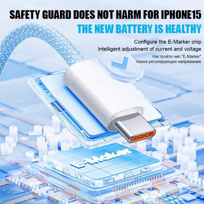 1-50Pcs 60W Type C Weaving Cable For Apple iPhone 14 13 12 11 15 17 16 Pro Max Plus USB C Fast Charging Cable Phone Accessories