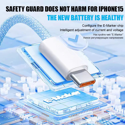 1-50Pcs 60W Type C Weaving Cable For Apple iPhone 14 13 12 11 15 17 16 Pro Max Plus USB C Fast Charging Cable Phone Accessories