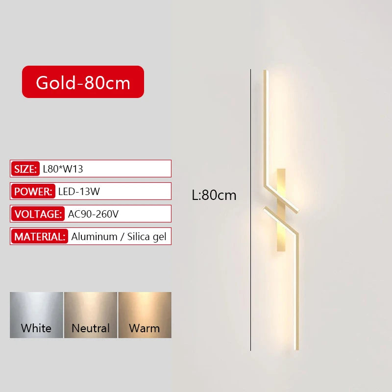 Long Strip LED Wall Lamp Modern Remote Control Dimming Living Roomdecor Wall Lamp Background Bedroom Bedside Home LED Lighting