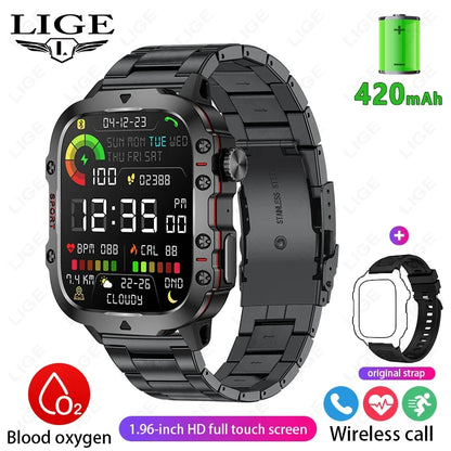 2026 Rugged Military Smart Watch Men Outdoor Watches lP68 Waterproof 2.01" Al Voice Bluetooth Call Smartwatch For Android lOS