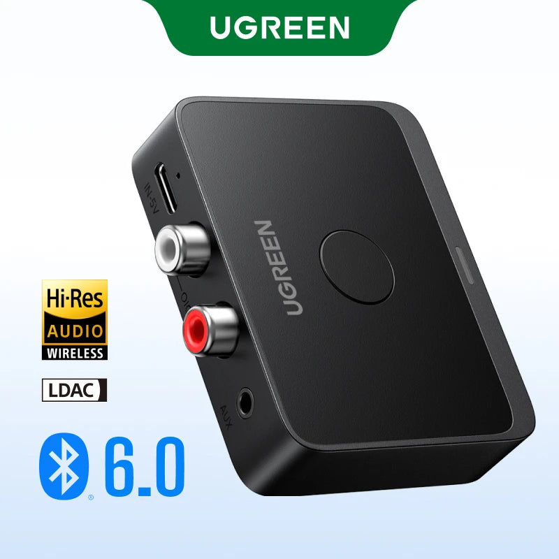 UGREEN AUX Bluetooth Receiver LDAC AAC Hi-Fi 3.5mm Jack 2RCA RCA Audio Bluetooth 6.0 Adapter Receivers 15h For Car Speaker PC