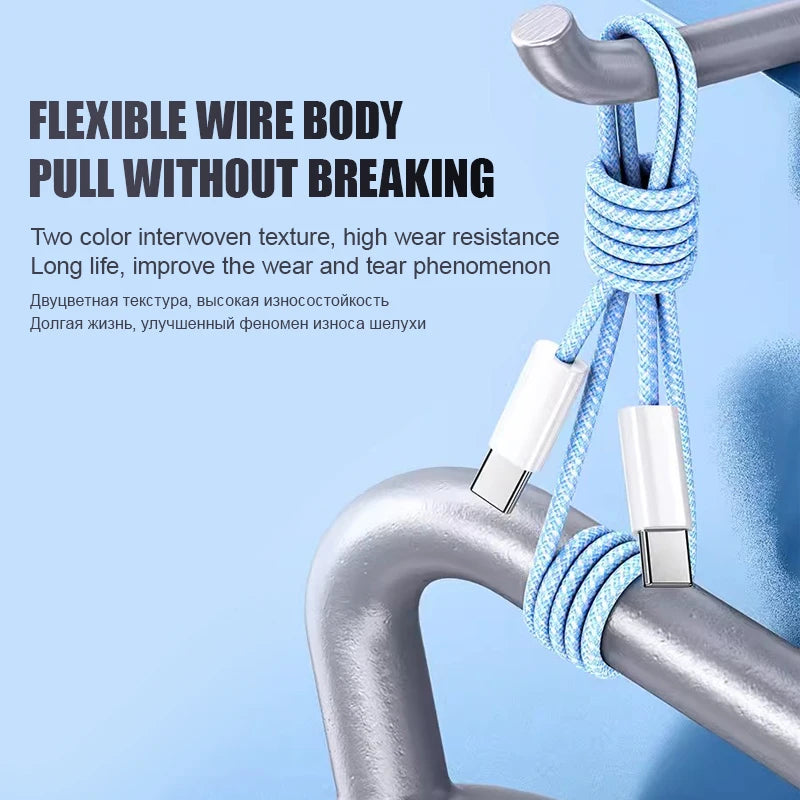 1-50Pcs 60W Type C Weaving Cable For Apple iPhone 14 13 12 11 15 17 16 Pro Max Plus USB C Fast Charging Cable Phone Accessories