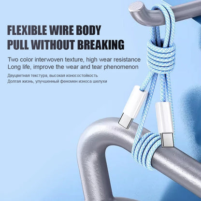 1-50Pcs 60W Type C Weaving Cable For Apple iPhone 14 13 12 11 15 17 16 Pro Max Plus USB C Fast Charging Cable Phone Accessories