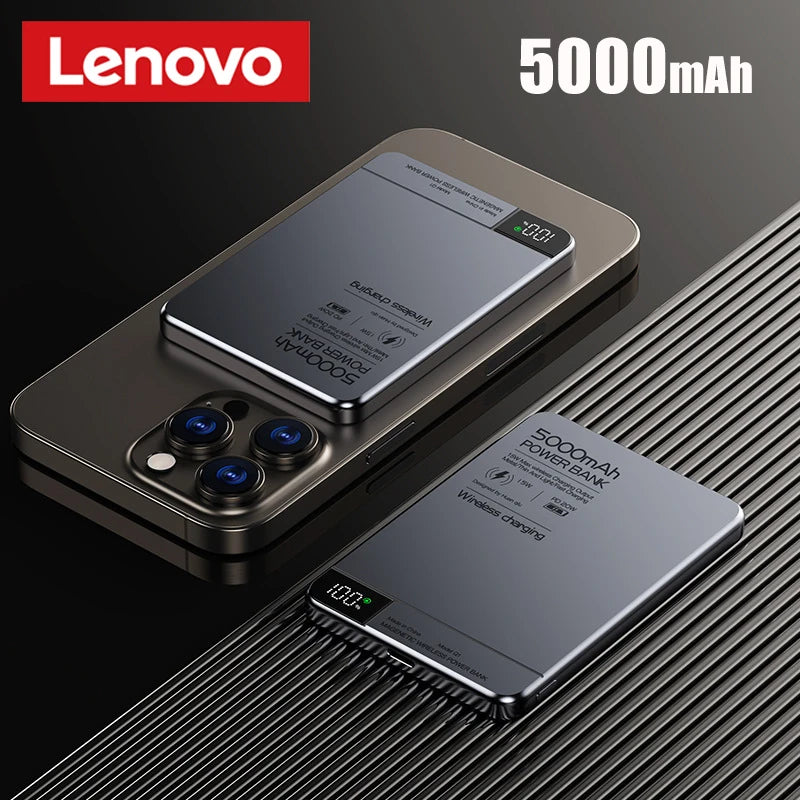 Lenovo 10000mah Ultra-thin Power Bank Magnetic Wireless Digital Display Fast Charging External Battery For Magsafe For Iphone