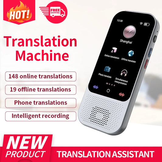 Touch‑Screen AI Translator Device,148+ Languages, Photo & Voice Group Translation, Portable Translator for Travel & Business