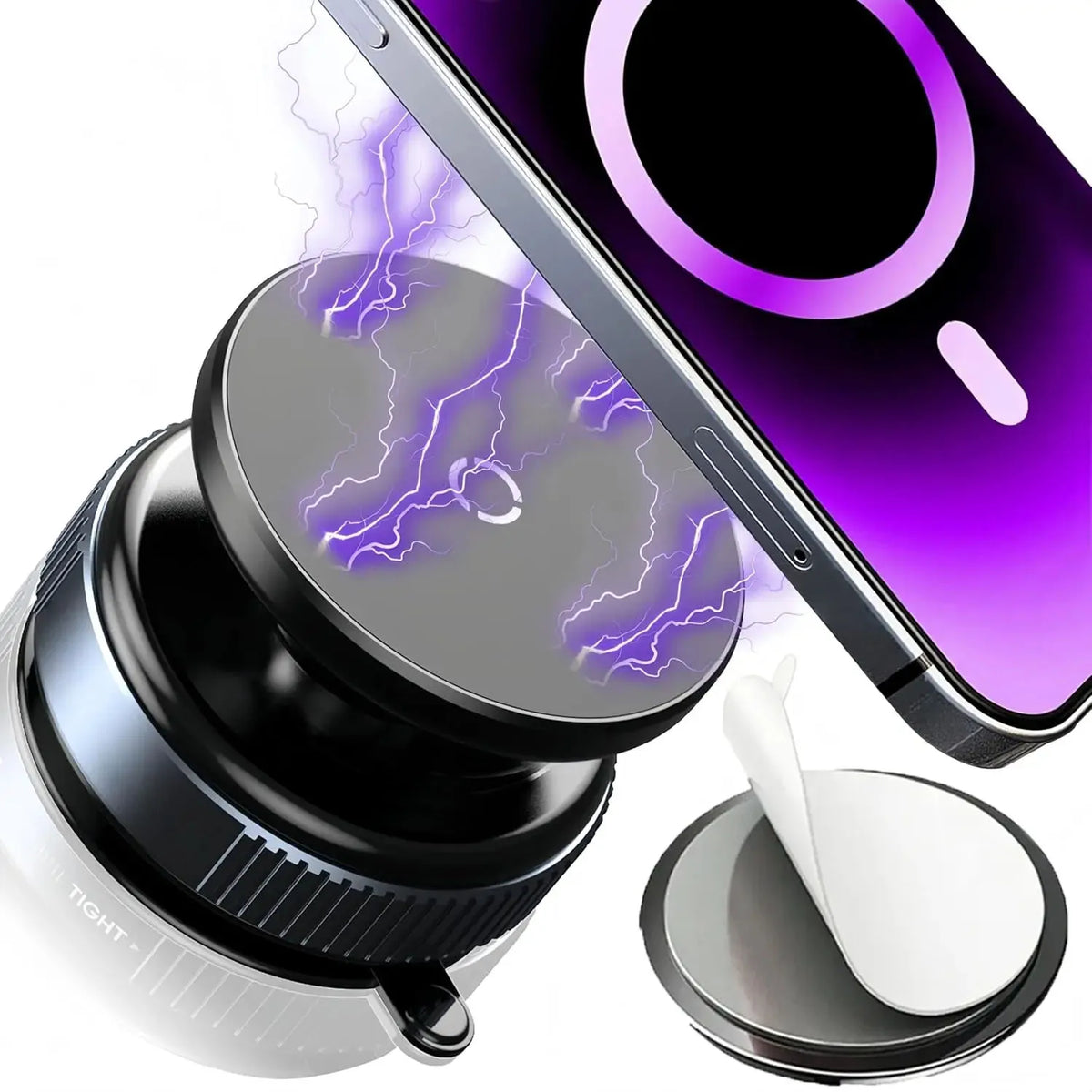Upgraded Foldable Magnetic Car Phone Holder – N52 Magnet for Ultra-Strong Hold, 360° Rotatable, Dashboard Suction Cup, ABS