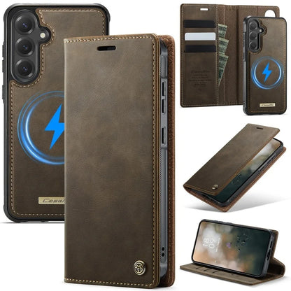 Magnetic Wireless Charging Leather Wallet Phone Case for Samsung Galaxy S26 Plus S25 FE S24 Ultra S23 S22 S21 A57 A17 Flip Cover