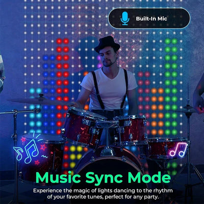 1/2PCS Smart LED Curtain Lights LED Fairy Lights App Control Music Sync DIY Pattern Waterproof for Indoor Outdoor Party Decor