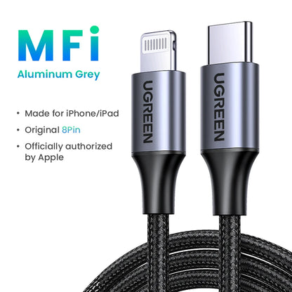 UGREEN MFi 20W PD USB C to Lightning Cable for iPhone 14 13 12 Pro Max Fast Charging for iPad Mini Phone Type C Cable