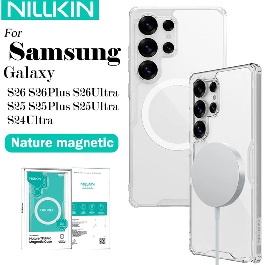 Nillkin For Samsung Galaxy 26 Ultra S26+ S26 Plus S25 Ultra S24 Ultra Nature Pro Magnetic Transparent TPU Frame Cover Phone Case
