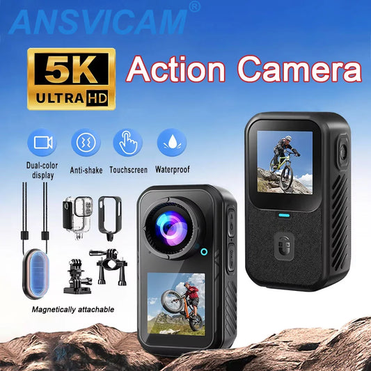 5K Thumb Sports Camera Anti-shake Action Camera 5X ZOOM Touchscreen Vlog Body Cam Outdoor Pocket Cam Bicycle Video Recorder