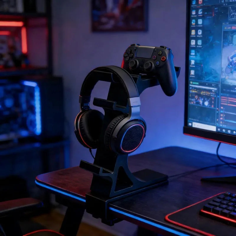 3D Printed Game Controller Headphone Integrated Stand Universal Standing Stand for PS4/PS5/XBOX Controller Headphone