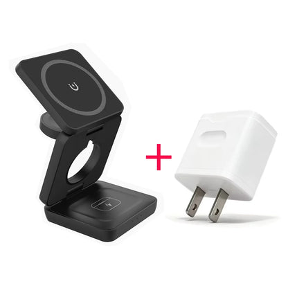 3 in 1 Wireless Charger Stand Magnetic Foldable Wireless Charging Station for iPhone 16 15 14 13 Pro Max Apple Watch 8 9 Charger